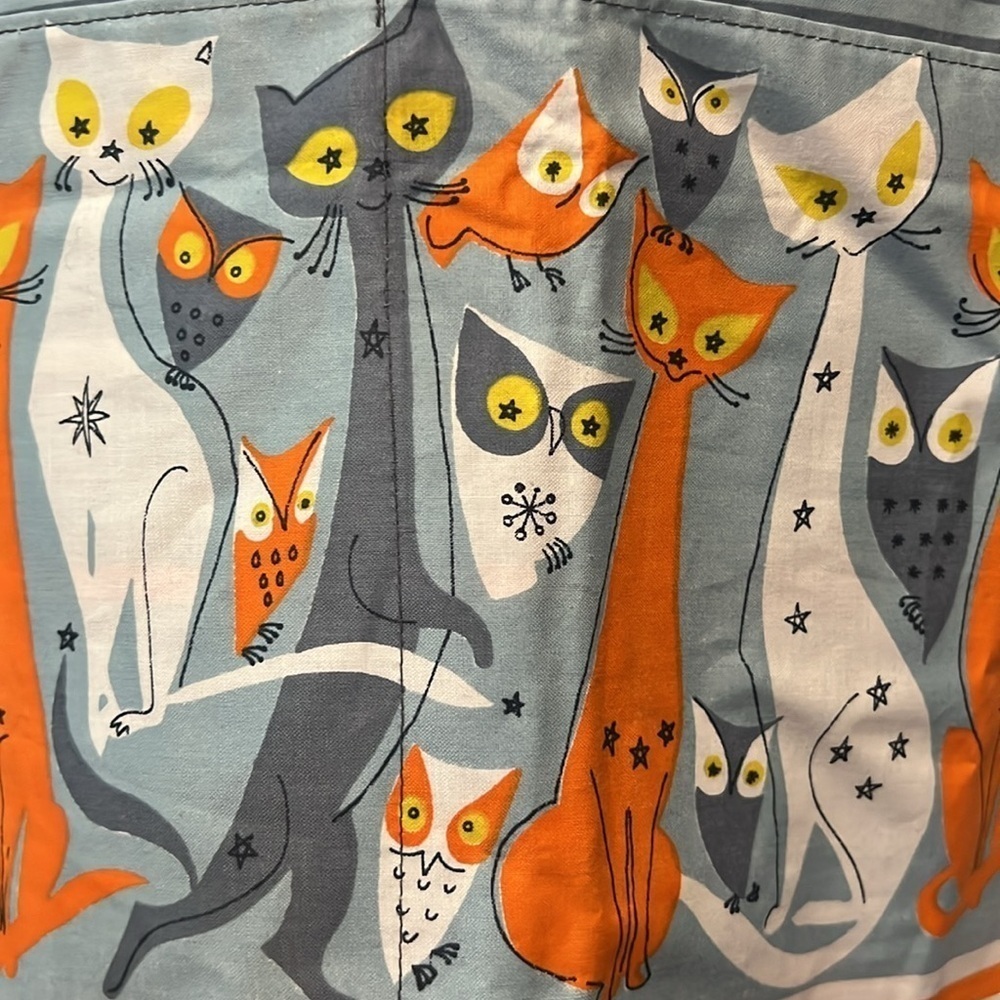 Vintage Halloween Apron Never Worn Cats Owls  Spooky Kitsch 1950s 50s Amazing